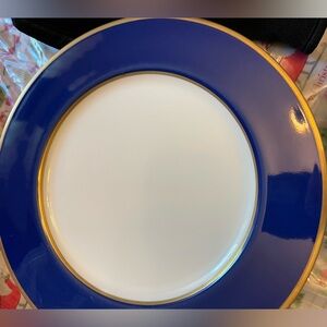 Mikasa bone china dinner plates. 3 red, 1 blue. Odd lot but perfect condition